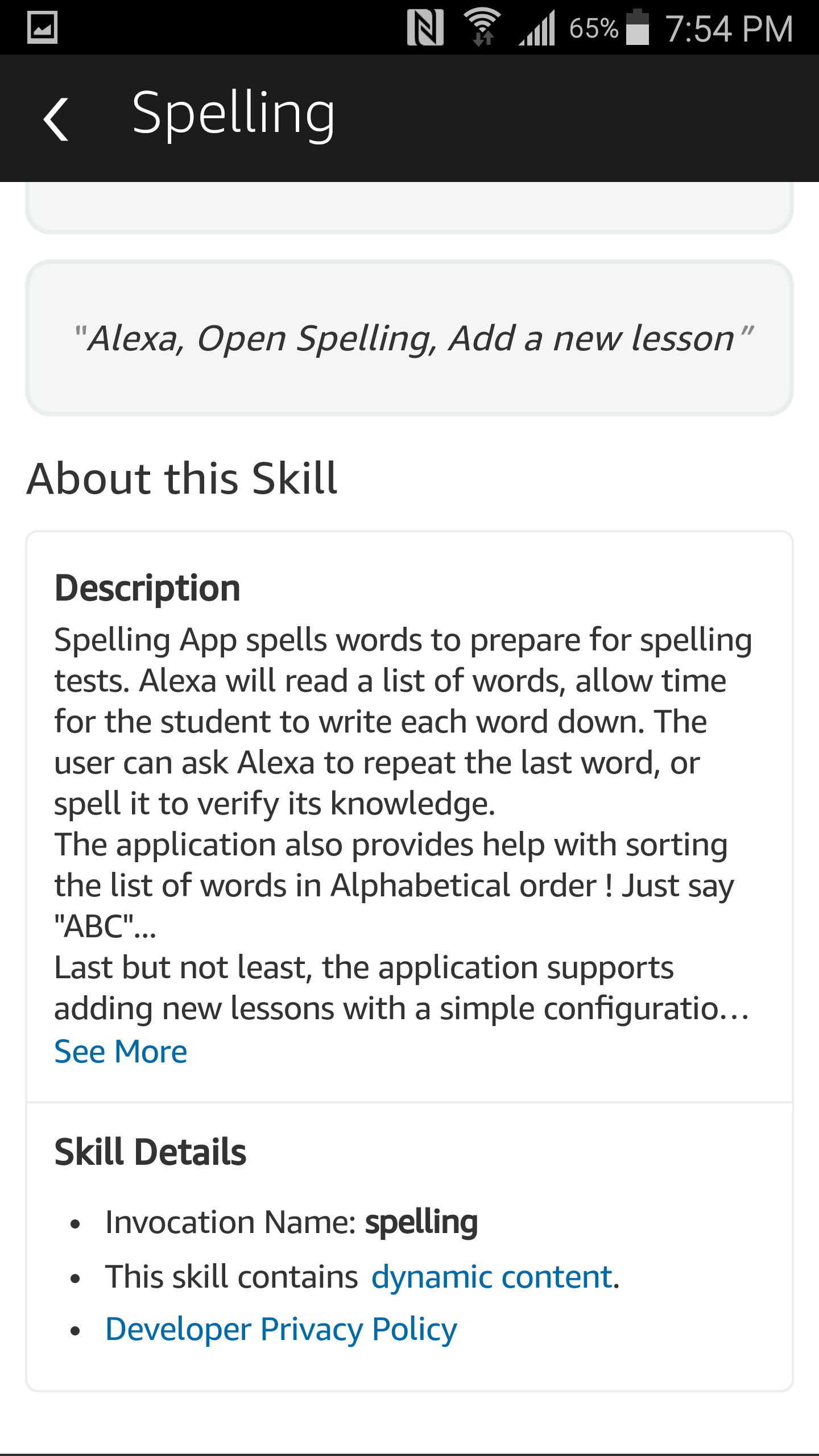 Spelling Application for Alexa